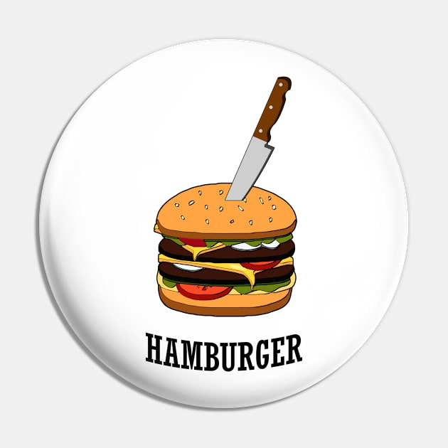 Delicious Hamburger Burger with Knife for Food Lovers Chief Gift Pin by HypeProjecT