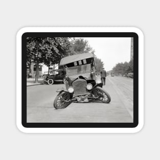 Automobile Crash, 1922. Vintage Photo Magnet