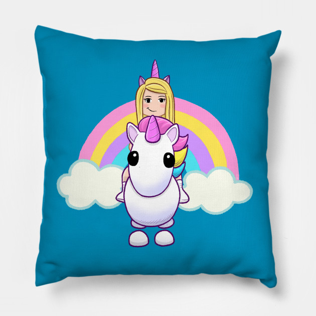 Ride On Rainbow Unicorn Adopt Me Pillow Teepublic - roblox rainbow ride