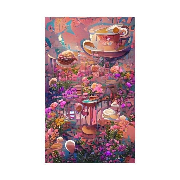 Psychedelic pink floral coffee | psychedelic floral coffee by PsychicLove