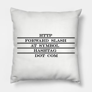 http forward slash at symbol hashtag dot com Pillow