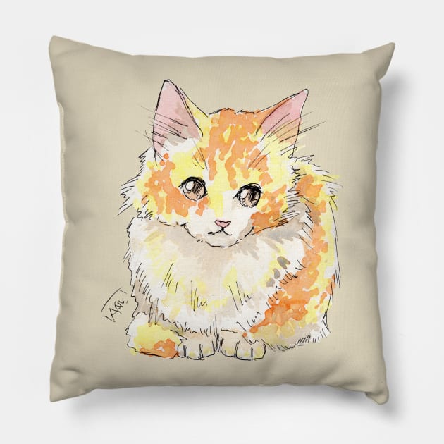 Candycorn Kitten Pillow by Aqutalion