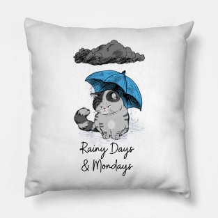 Sad Cat Rainy Day Blues Pillow