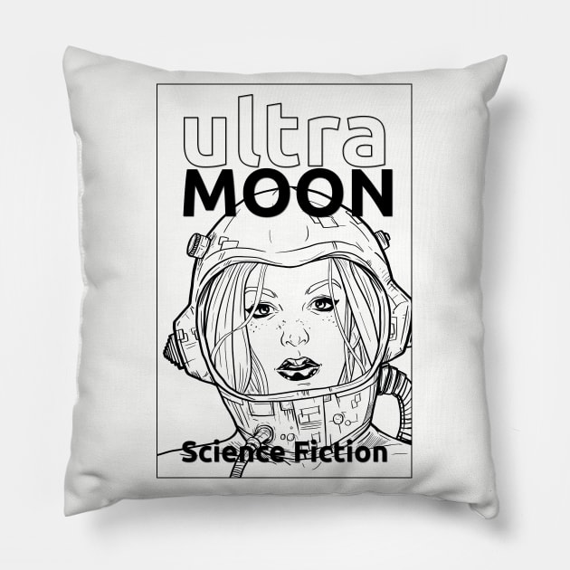 ULTRA MOON sci-fi black and white Pillow by andres uran