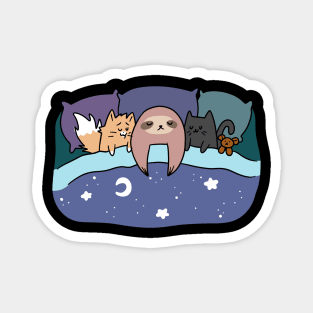 Sloth and Kitties Bed Time Snuggles Magnet