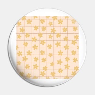 Cute Yellow Flowers on a warm neutral grid danish pastel aesthetic Pin