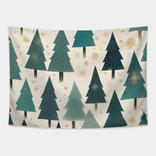 Green and Gold Christmas Tree Pattern Tapestry