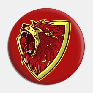 the scarlet and gold brave lion shield Pin