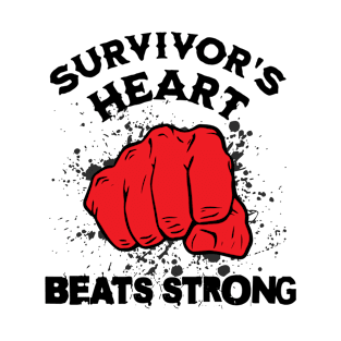 Survivor's Heart Beats Strong Cancer Warrior Depression Fighter T-Shirt