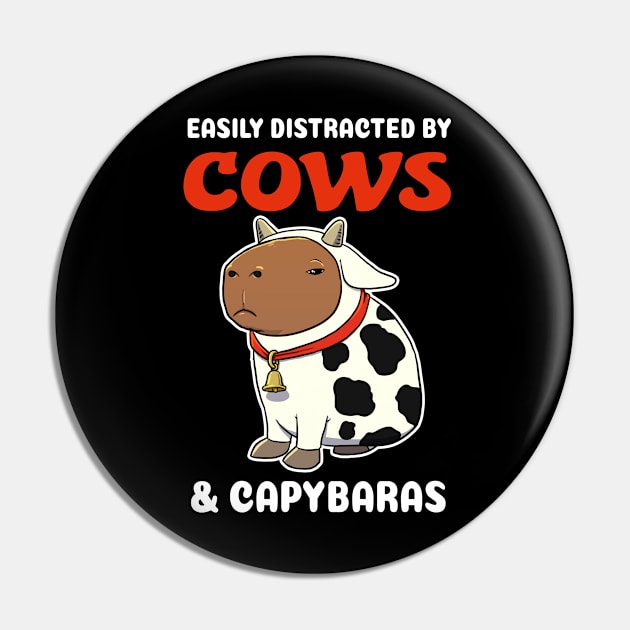 Easily Distracted by Cows and Capybaras Cartoon Pin by capydays