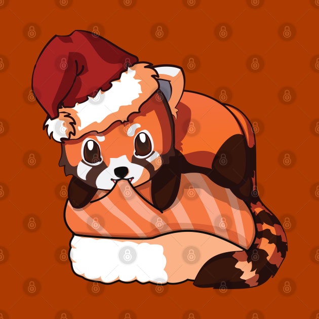 Red Panda Salmon Sushi Christmas by Myanko