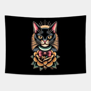 Traditional cat tattoo Tapestry