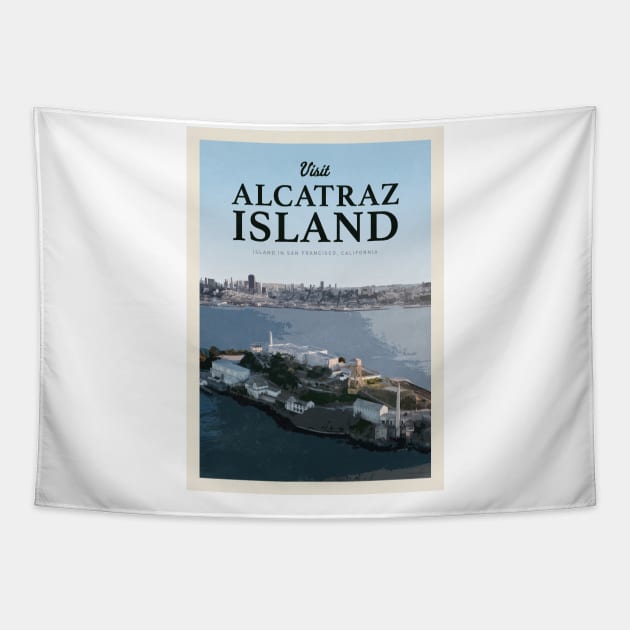 Visit Alcatraz Island Tapestry by Mercury Club