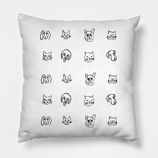 cats and dogs faces Pillow