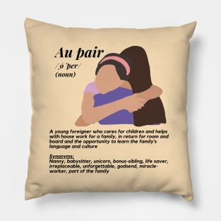 Au pair definition- female peach Pillow