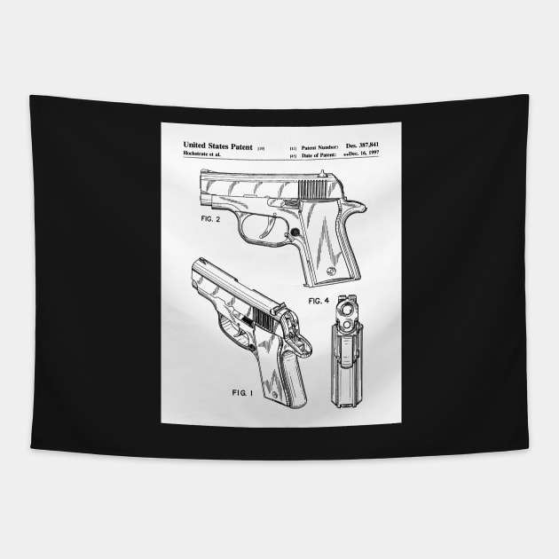 Sig Sauer Pistol Patent - Firearm Enthusiast Gun Lover Art - White Tapestry by patentpress