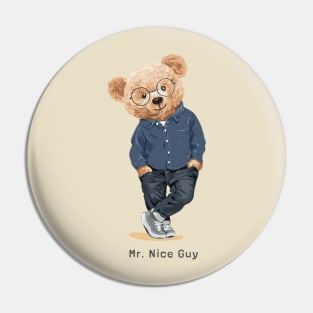 Cute bear design "Mr. Nice Guy" Pin