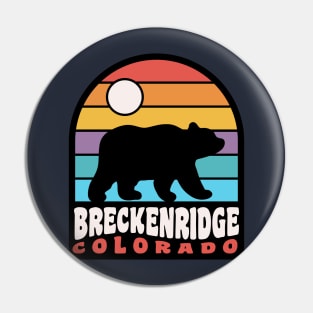 Breckenridge Colorado Bear Badge Retro Sunset Pin