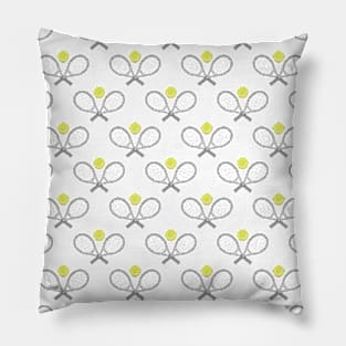 Tennis Seamless Pattern - Racket and Ball on White Background Pillow