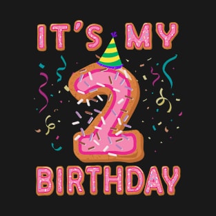 Cute Donut It's my 2nd Birthday Sweet 2 yrs old Kids Gift T-Shirt