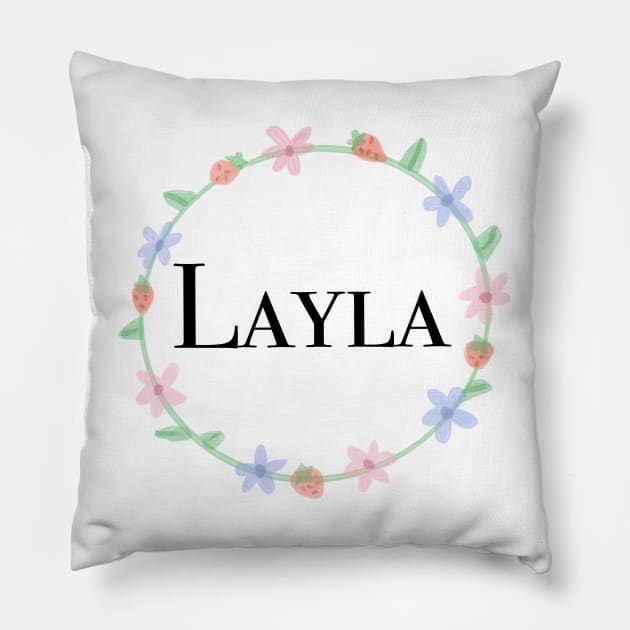 Layla name design Pillow by artoftilly