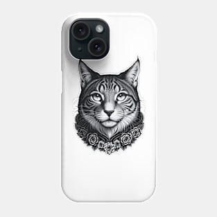 Cat face with flowers. Phone Case