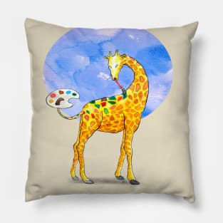 Artist Giraffe Pillow