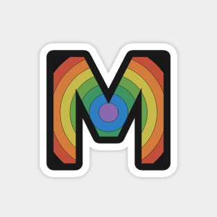 Retro Rainbow 'M' Sticker Magnet