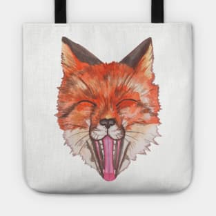 Beautiful orange watercolor fox with open mouth Tote