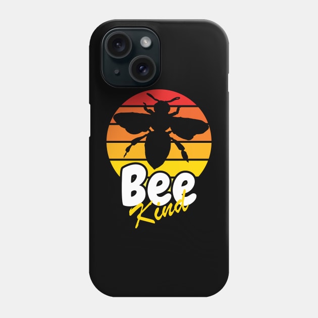 Bee Kind Inspirational Quote With Bee Silhouette And Retro Sunset Phone Case by A T Design