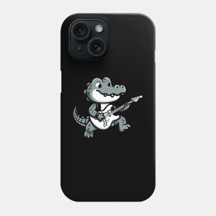 Alligator playing guitar rock Phone Case