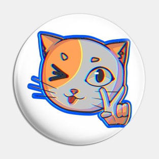 Cat peace sign glitch Pin