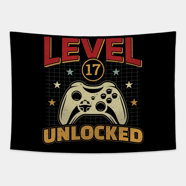 17th Birthday Level 17 Unlocked Video Gamer Tapestry by aneisha