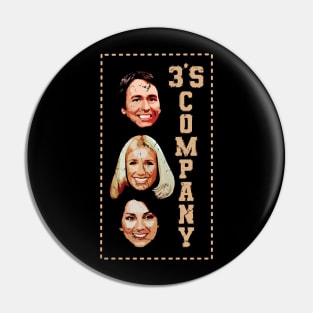 Threes Company /\/\/ Vintage Fan Art Pin