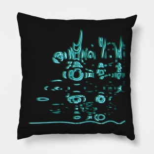 Neon rain v2 Pillow