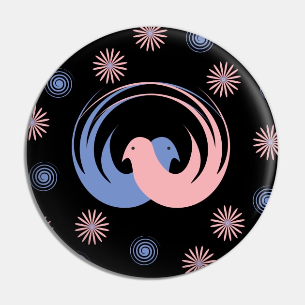 Two birds: blue and pink Pin by Evgeniya