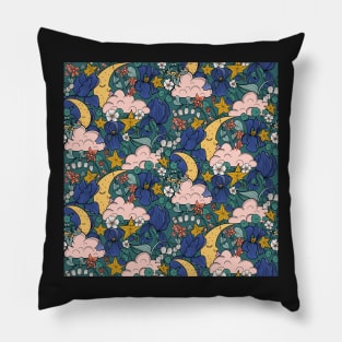 sweet dreams moons clouds poisonous flowers celestial floral Pillow