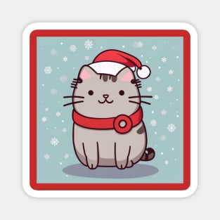 Cute Pu-sheen Santa Kitty Magnet