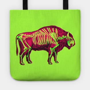 Bison Skeleton Interactive Magenta&Green Filter T-Shirt By Red&Blue Tote