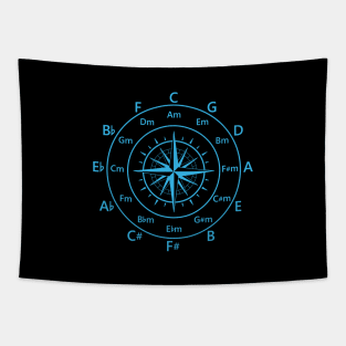 Circle of Fifths Old Compass Style Cool Blue Tapestry