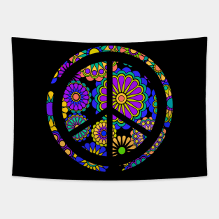 Flower Power Peace Sign Tapestry