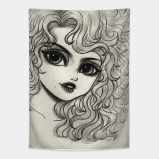 Portrait of a young curly hair girl Tapestry