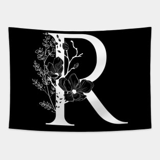 Letter R Monogram - Floral Initial Tapestry