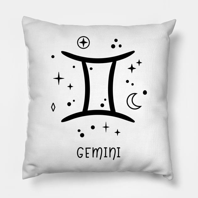 Gemini Celestial Zodiac Sign Symbol Pillow by The Cosmic Pharmacist