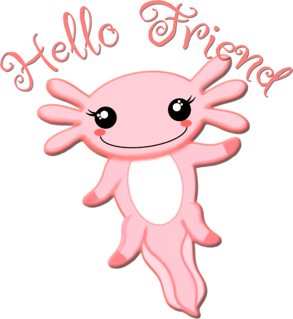 Axolotl Hello Friend Kids T-Shirt by AlondraHanley