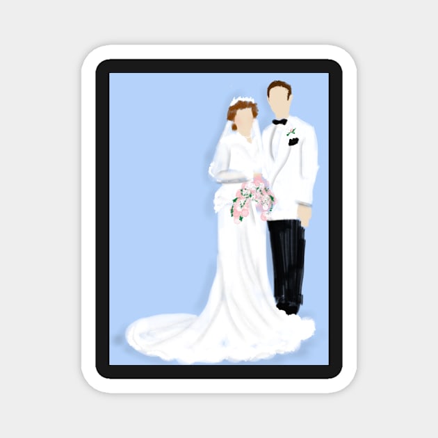 Bride and Groom Wedding Day Magnet by LITDigitalArt