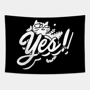 Cute Yes Typo Cat Tapestry