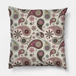 Retro Vintage Tan Paisley Pattern Pillow