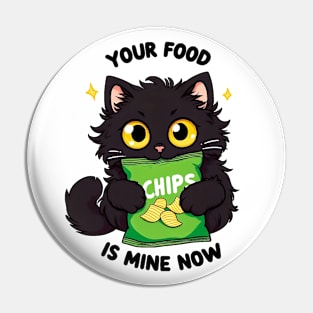 Hungry Funny Cat Pin