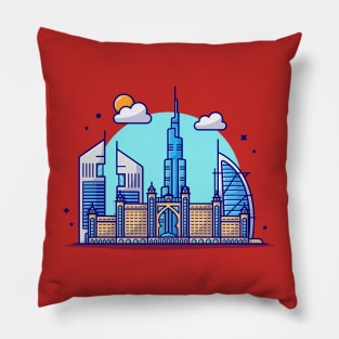 City Dubai Skyline Cartoon Vector Icon Illustration Pillow